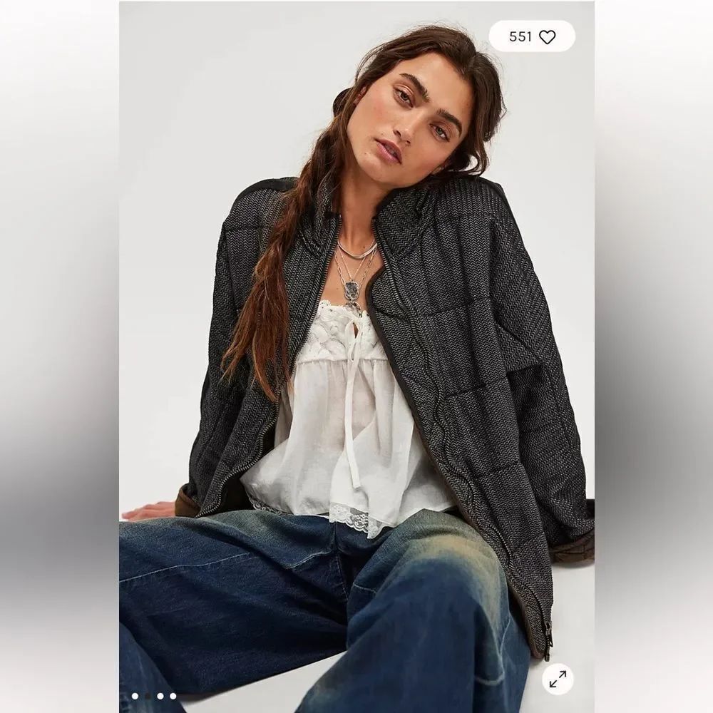 We The Free Dolman Quilted Textured Denim Jacket